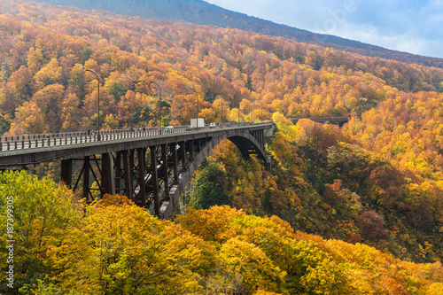 Jogakura Bridge at Aomori prefevture in autumn season