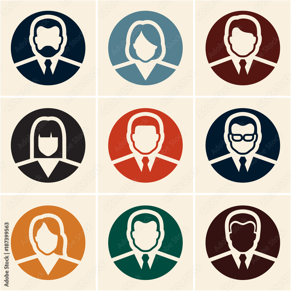 Business people icons. Avatar. User icon. Business people icons. Avatar. User icon.