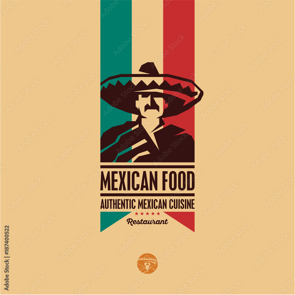 Mexican food, Mexican cuisine restaurant logo, Mexican man icon