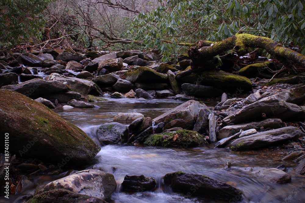 Macro Naturescape of a Small River in Slow Shutter Speed Macro Naturescape of a Small River in Slow Shutter Speed