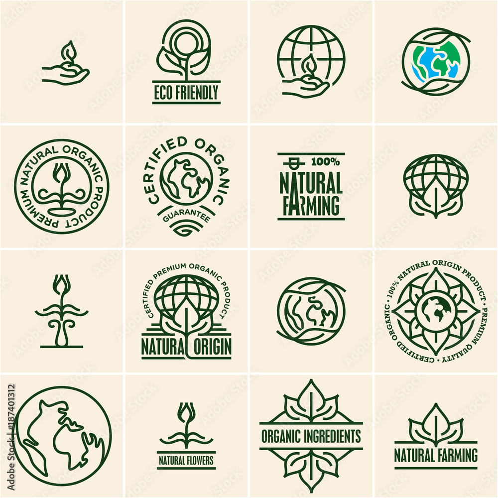 eco friendly icons, labels and logos eco friendly icons, labels and logos