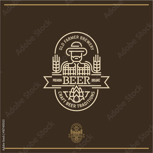 beer label, beer logo, pub and brewery emblem, flat style beer logo
