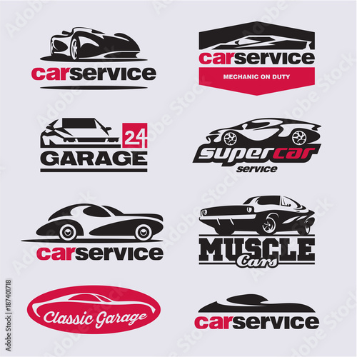car logo, car service labels, garage