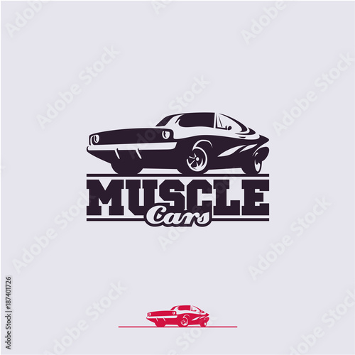 muscle car label, vector muscle car logo