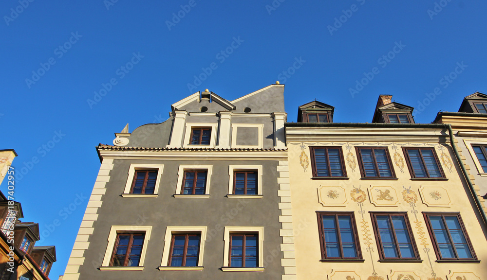 Casas de colores en Varsovia, Polonia Casas de colores en Varsovia, Polonia