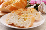 Garlic bread on the plate