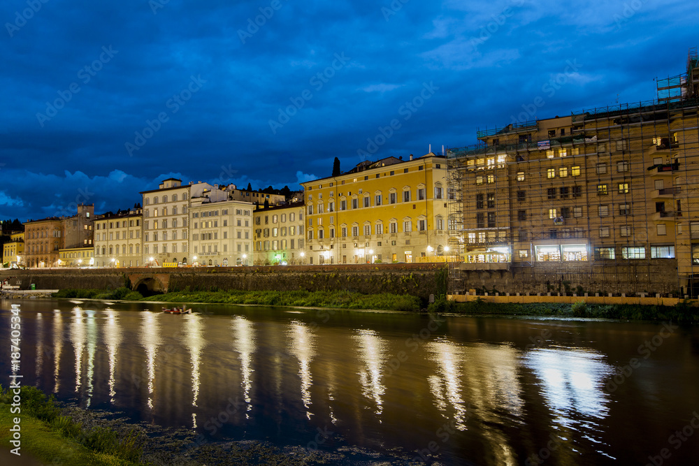 Night view at Arno river in Florence, Italy