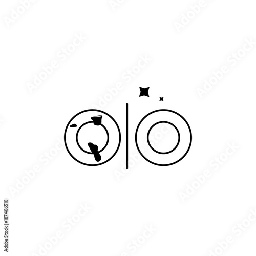 clean and dirty dishes icon. Wash elements. Premium quality graphic design icon. Simple icon for websites, web design, mobile app, info graphics