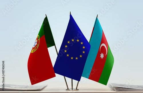 Flags of Portugal European Union and Azerbaijan
