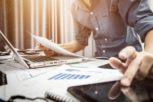 Business man accounting working had job in operation room office