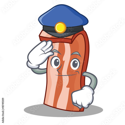 Police bacon character cartoon style