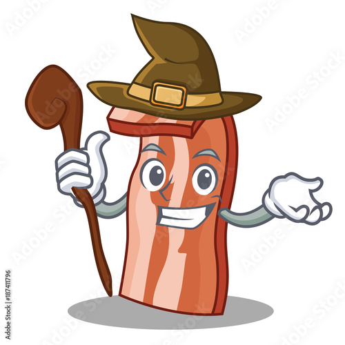Witch bacon mascot cartoon style