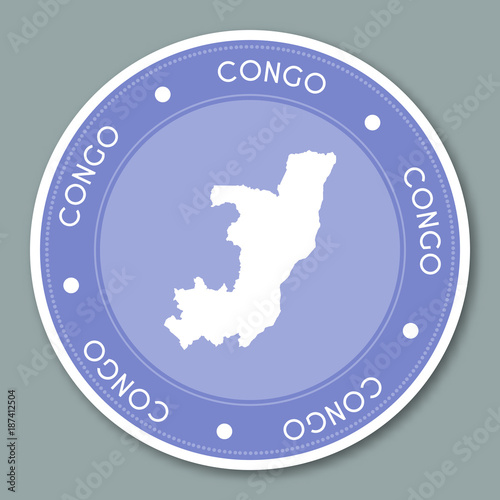 Republic of the Congo label flat sticker design. Patriotic country map round label. Country sticker vector illustration.