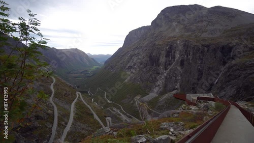 Glide shot of Trollstigen, Norway photo