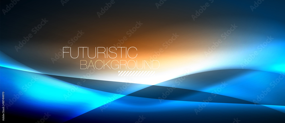 Neon glowing wave, magic energy and light motion background Neon glowing wave, magic energy and light motion background