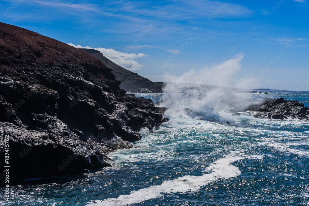 Fototapeta premium Storm on the coast of El Golfo. Lanzarote. Canary Islands. Spain