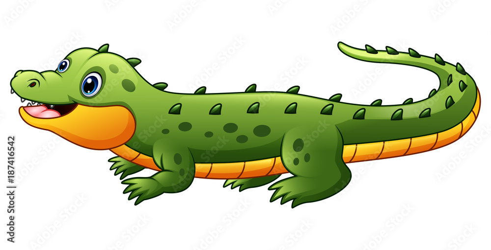 Fototapeta premium Cute crocodile cartoon isolated on white background
