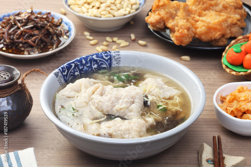 The big pork wonton soup- A popular Taiwan food 