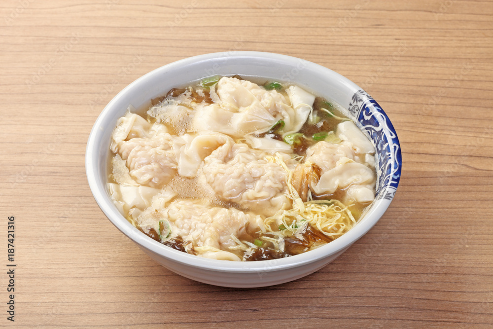 The big pork wonton soup- A popular Taiwan food 