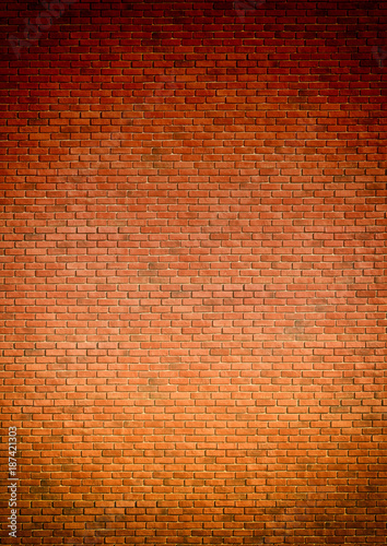Red brown block brick wall Beautifully arranged texture background.