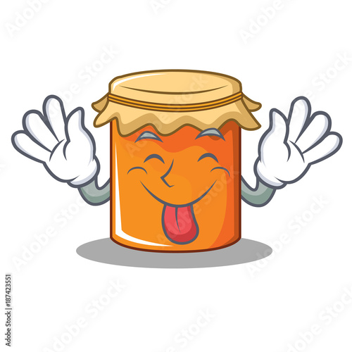 Tongue out jam mascot cartoon style