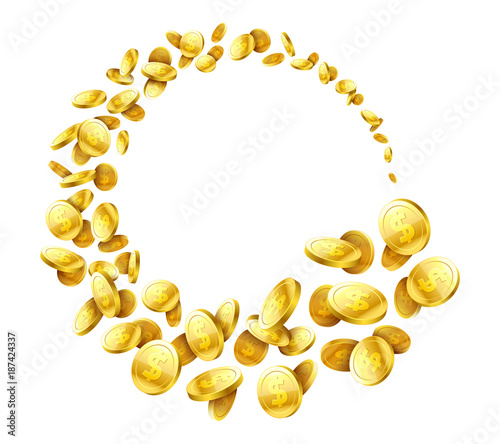Flying around gold coins