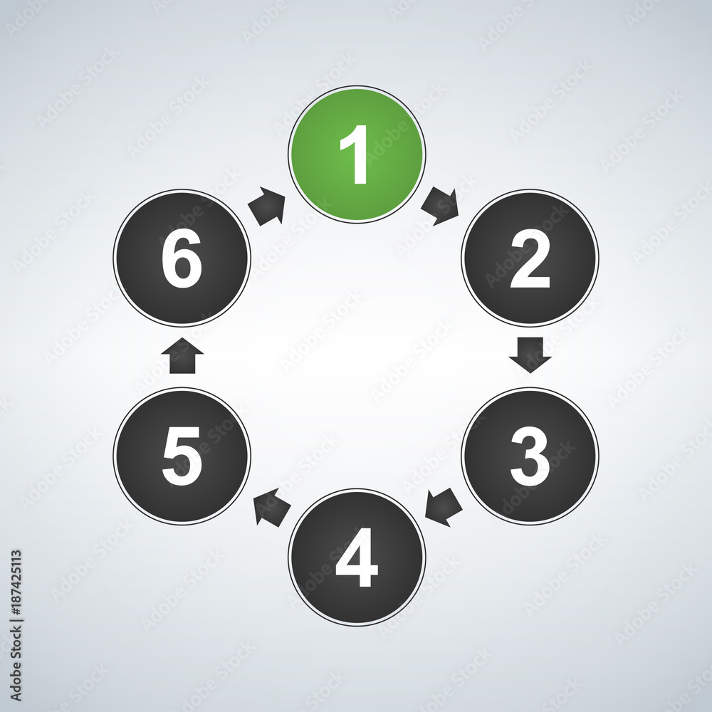 Circle diagram with six elements, infographic template, vector Circle diagram with six elements, infographic template, vector