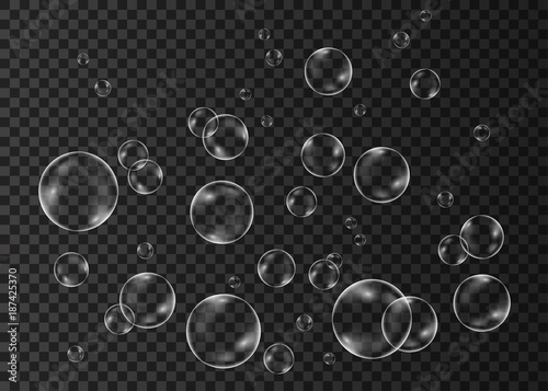 Underwater fizzing oxygen bubbles on transparent background.