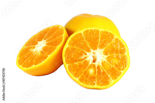 sliced orange isolated on white background
