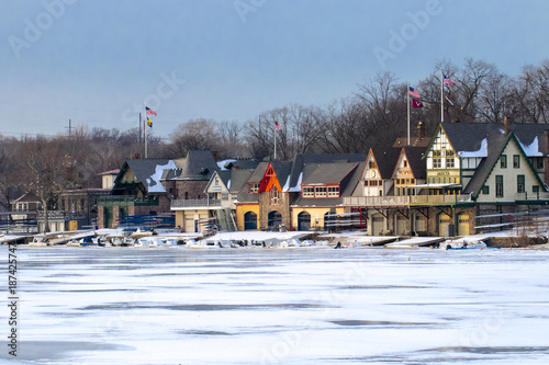 Philadelphia Boathouse Row in Winter