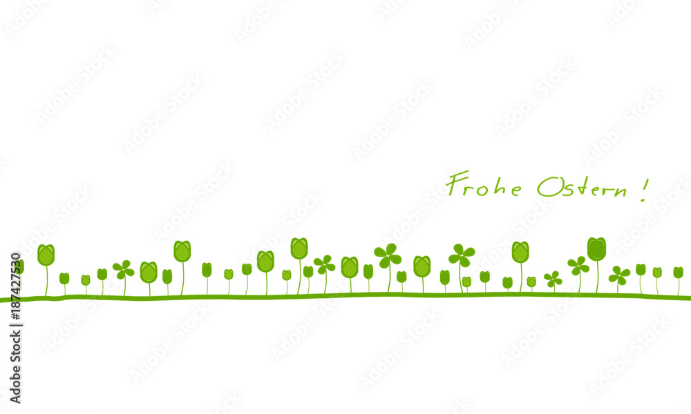 Frohe Ostern Band Banner Grün Wiese Blumen Blüten Frohe Ostern Band Banner Grün Wiese Blumen Blüten