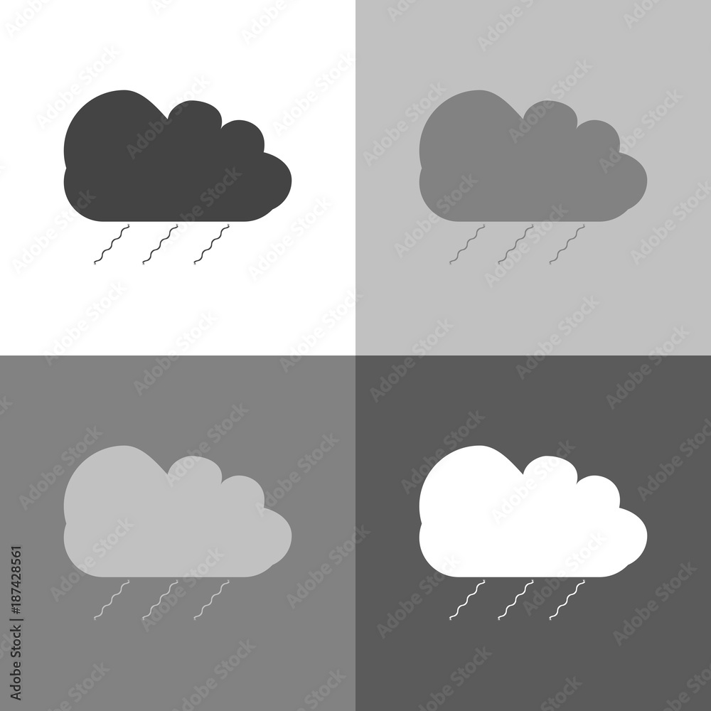 Vector icon set cloud of rain on white-grey-black color. Vector icon set cloud of rain on white-grey-black color.