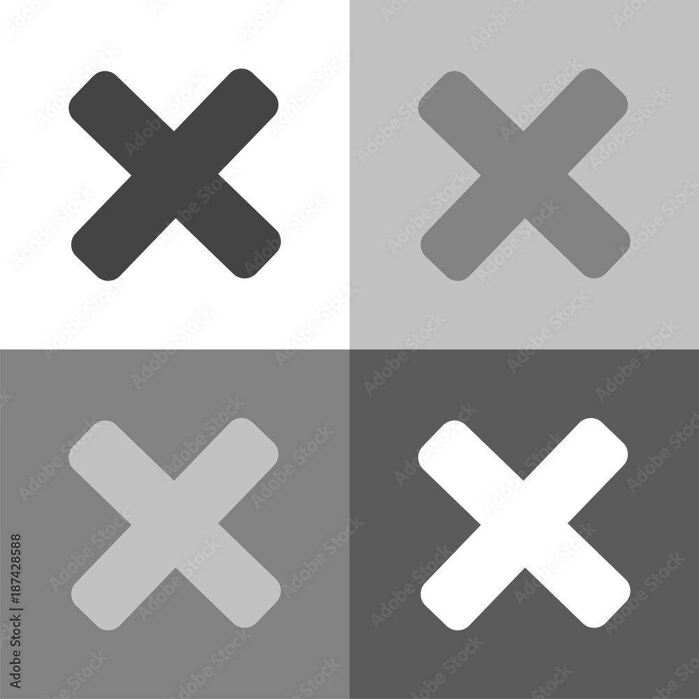 Obraz premium Cross prohibition vector set icon on white-grey-black color.