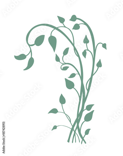ivy vine silhouette vector, elegant decorative border and corner design element of leaves in pretty graceful layout isolated on white background