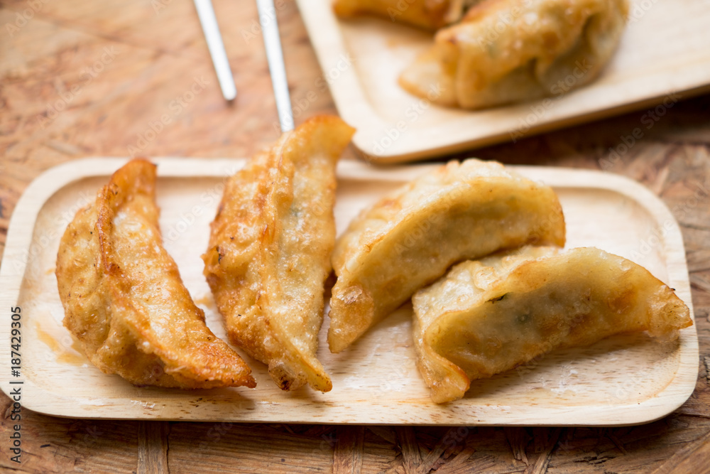 Deep fried gyoza crispy