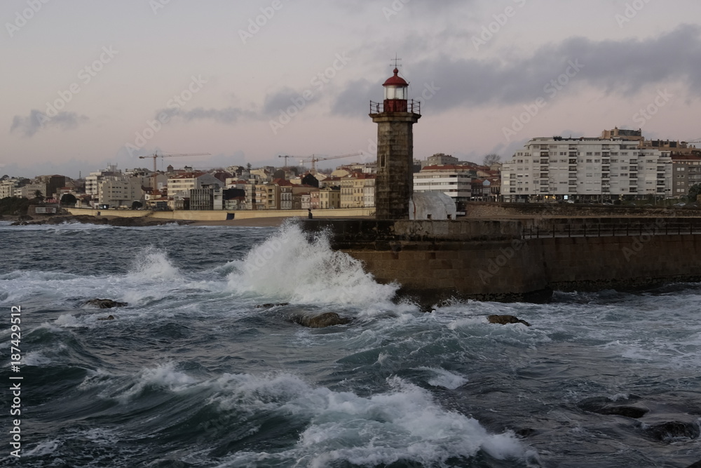 the porto lighthouse with bad weather
