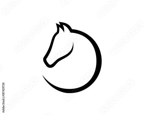 Simple Line Art Head Horse Illustration Symbol Modern Logo Vector
