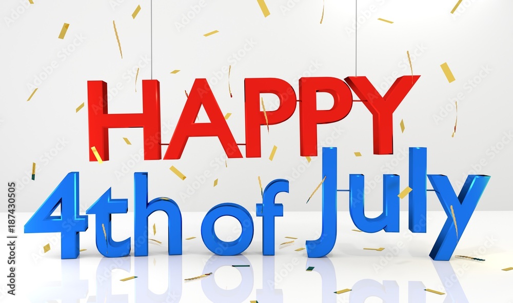 Happy 4th of July 3D text 