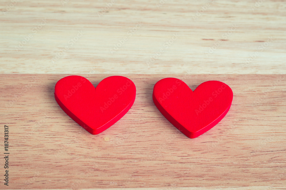 Two heart on a wooden background,Valentine's Day Two heart on a wooden background,Valentine's Day