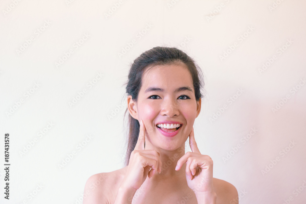 Beauty Skincare concept-  Head Shot portrait of Young Asian woman
