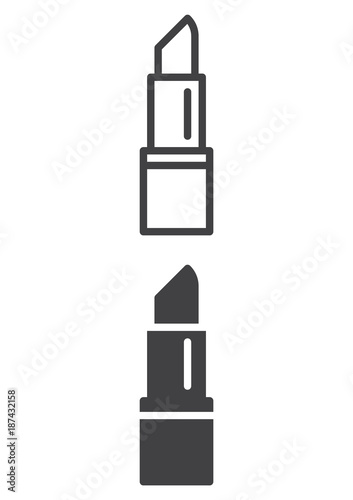 Lipstick, rouge icon, line and solid version, outline and filled vector sign, linear and full pictogram isolated on white. Womens beauty cosmetics symbol, logo illustration