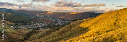View from the A4061 road over Treorchy in Rhondda Cynon Taf, Mid Glamorgan, Wales, UK