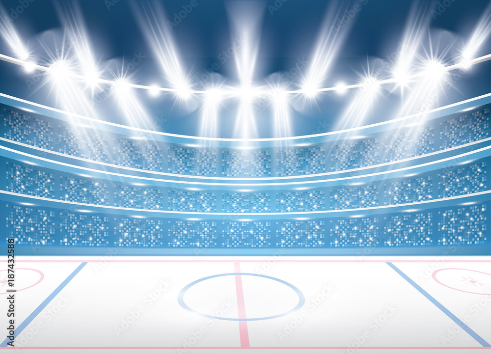 Fototapeta premium Ice Hockey Stadium with Spotlights.