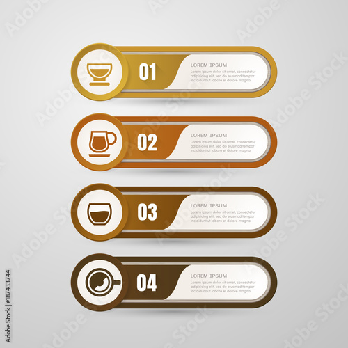 Sticker label with coffee cup icons
