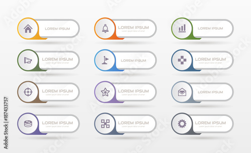 Sticker label with business icons set