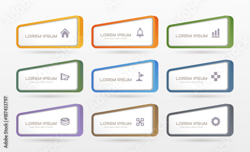 Sticker label with business icons set