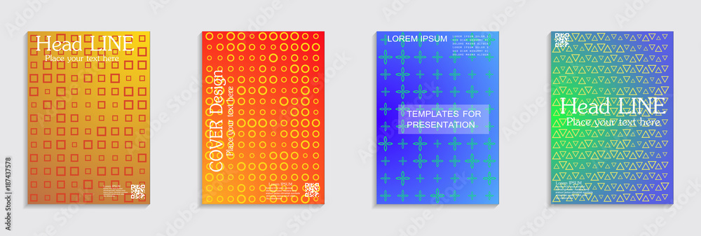 Minimal covers design. Cool halftone gradients.