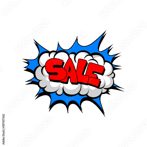 Speech bubble with text Sale, cartoon explosion, comic text sound effect vector Illustration