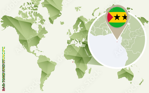 Infographic for Sao Tome and Principe, detailed map of Sao Tome and Principe with flag.