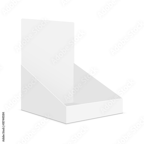 Blank display box mockup isolated on white background - side view. Vector illustration